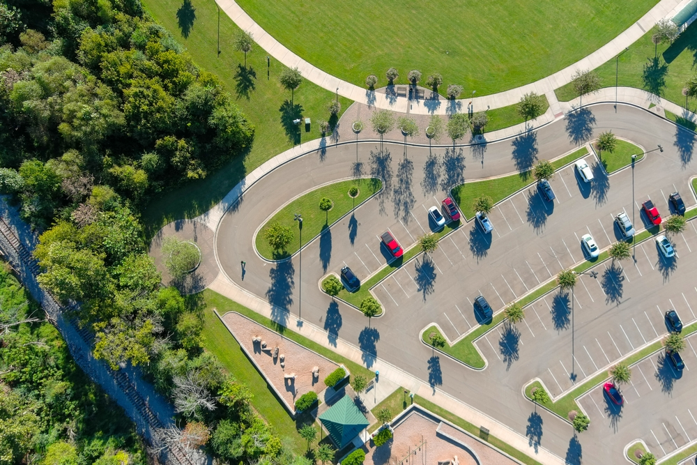 Parking-Lot-Maintenance-Repair Parking lot repair and maintenance project in progress, ensuring smooth and safe surface for vehicles.